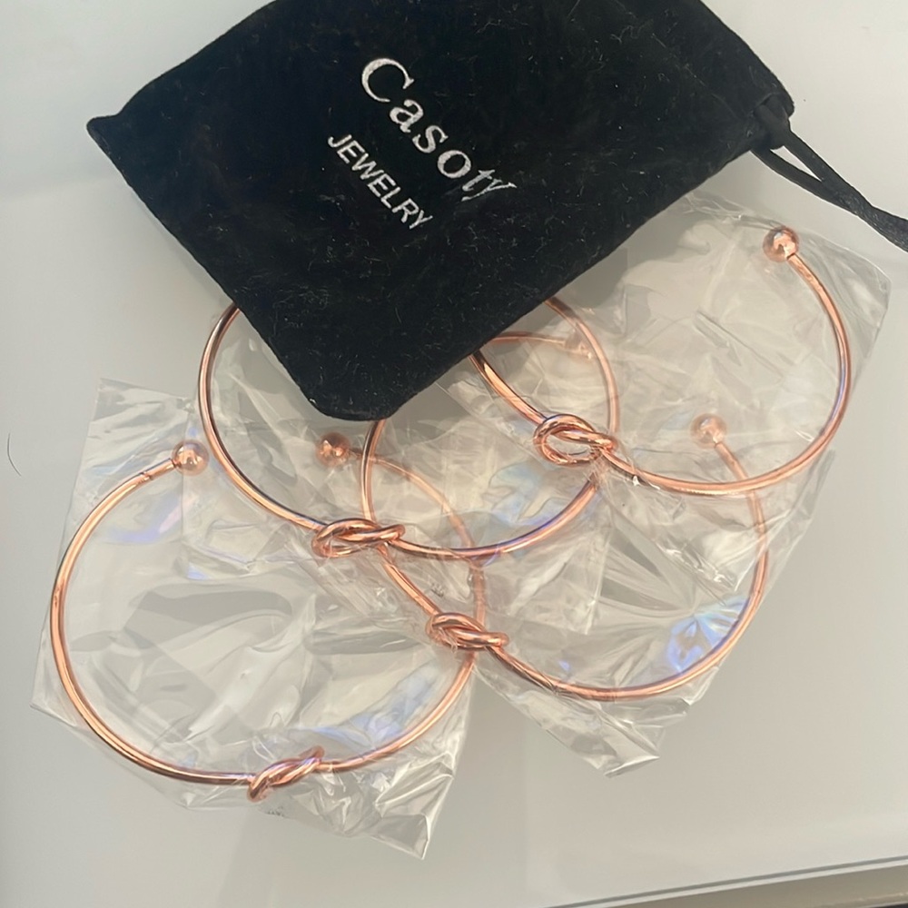 Rose gold knot bracelets set of 4